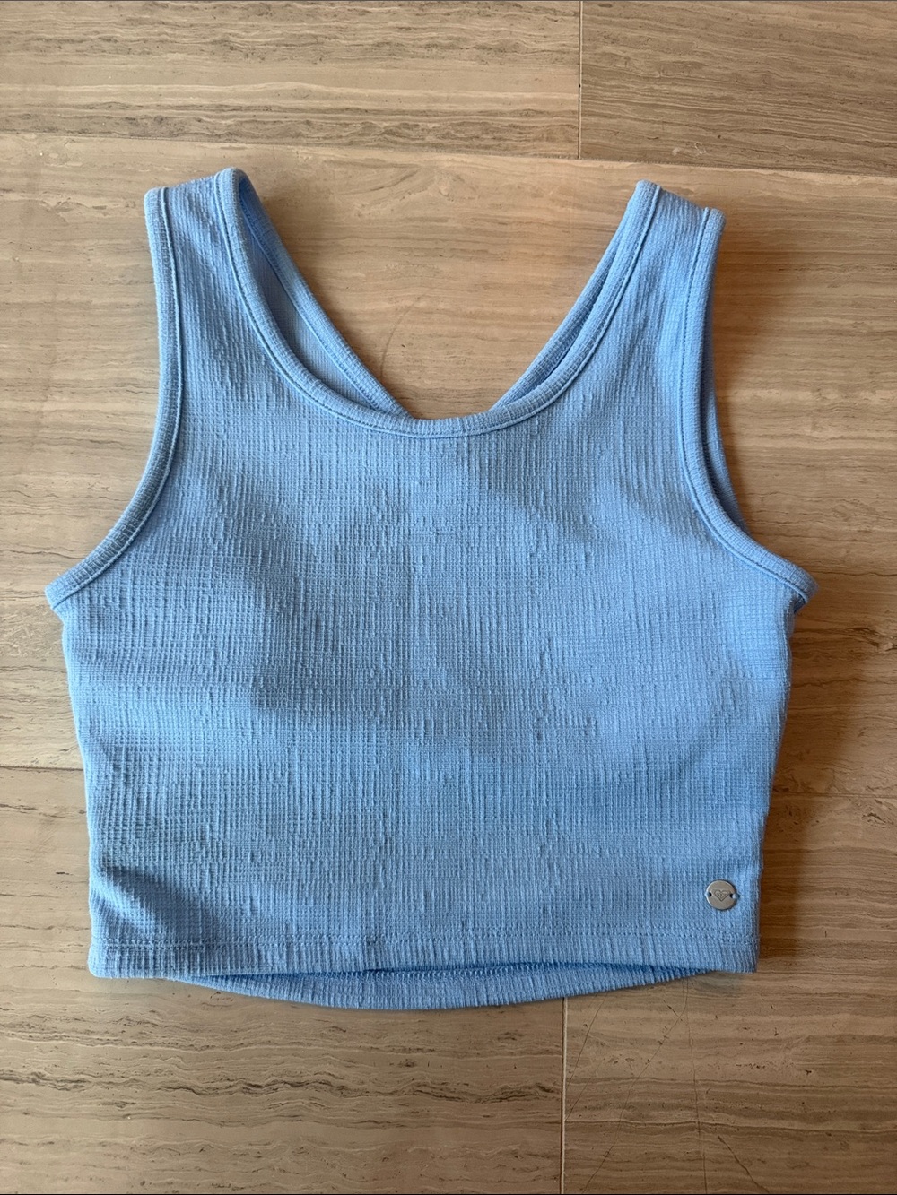 Roxy Light Blue Ribbed Crop Tank - Women